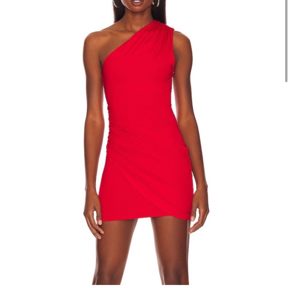 Superdown Shani Ruched Mini Dress in Red XS